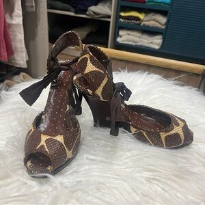 Moschino Brown Giraffe Print Heels